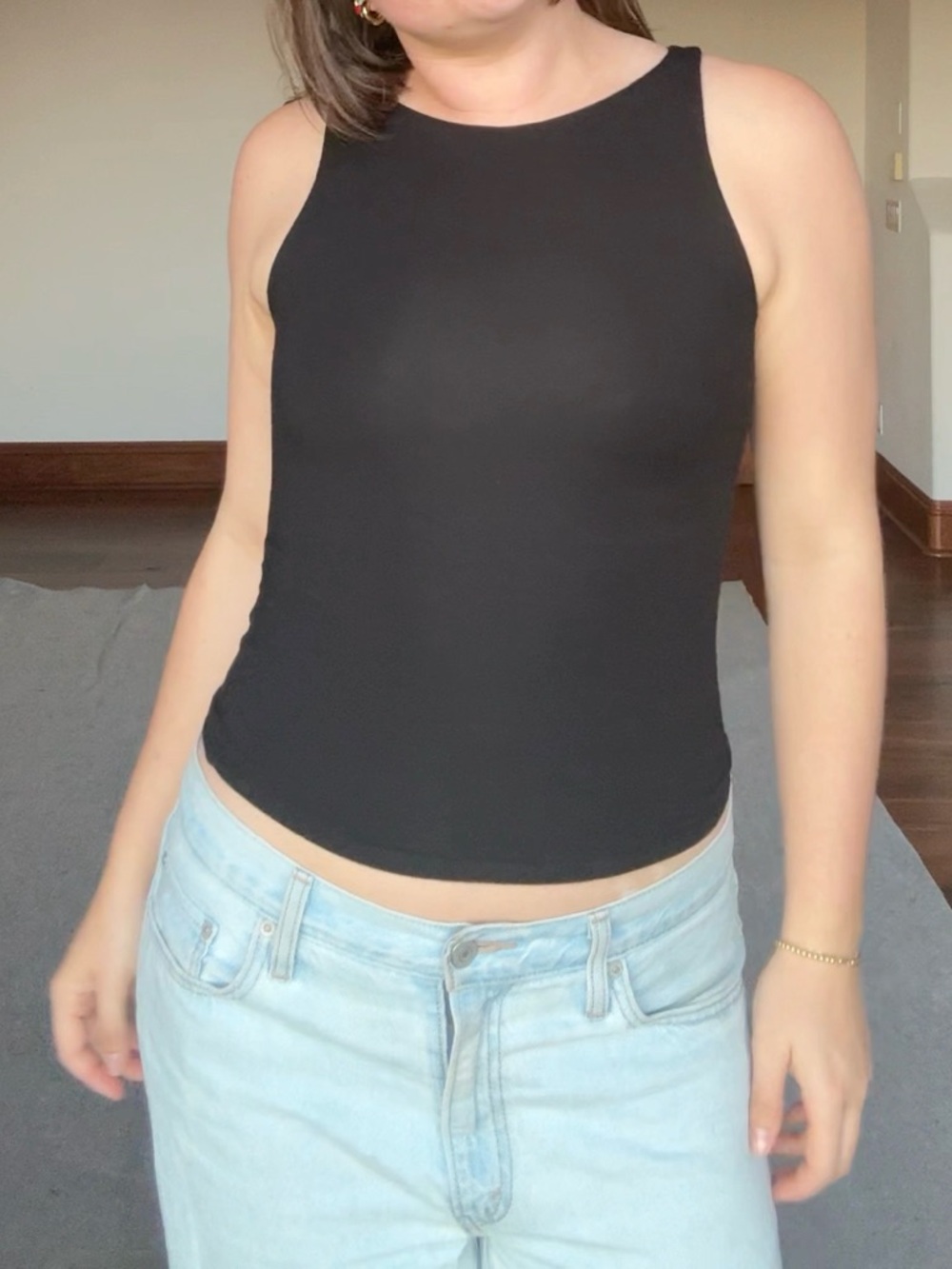 Bobi LA Black High Neck Sleeveless Tank Minimalist Basic Size Small